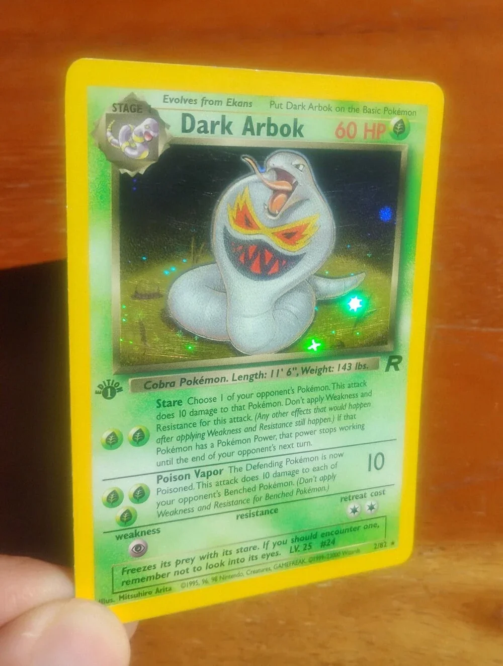 LP WOTC 2000 1st Edition Holo Dark Arbok 2/82 Team Rocket Set Pokemon Card